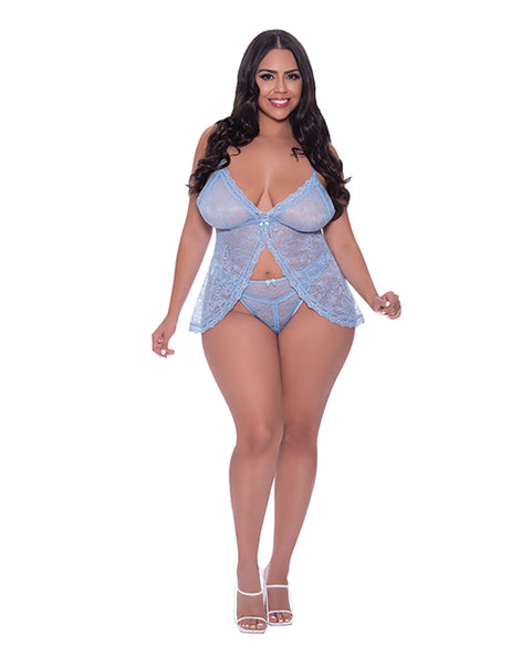 Ooh La Lace Babydoll & Split Crotch Panty in Periwinkle